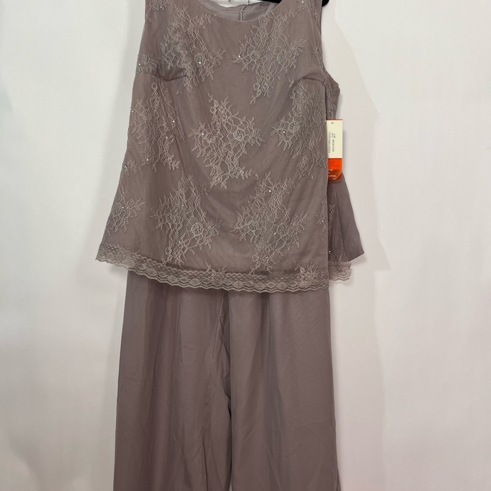 Dusty Mauve Purple Mother of Bride Son 3 Piece Set Pants Top Shrug Sz 24W NWT - Picture 4 of 8